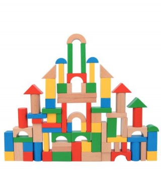 Blocuri colorate din lemn pentru construit TOOKY TOY - 100 piese