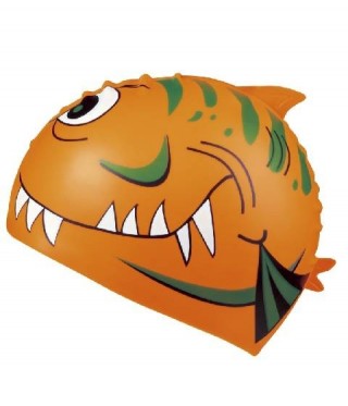 Casca inot pentru copii din silicon BECO Shark, portocaliu - Rechin