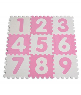 Covoras de joaca puzzle cifre roz 1001B3 roz