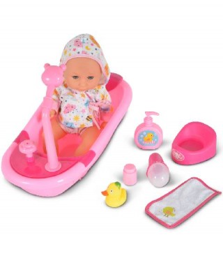Papusa bebelus Tutu Love cu cadita de baie si accesorii