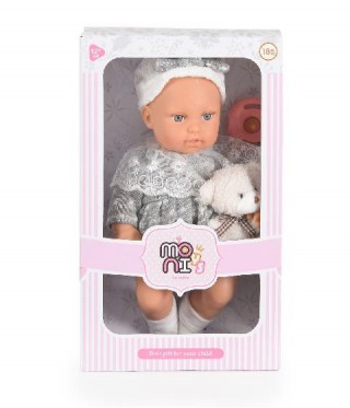 Set papusa Lovely Baby cu suzeta si ursulet de plus