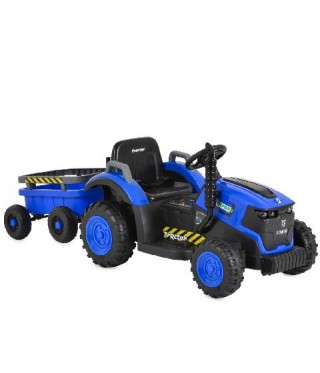 Tractor electric pentru copii Terron albastru (12V) cu remorca si telecomanda