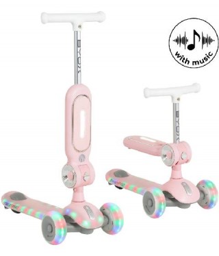 Trotineta copii 2in1 cu roti luminoase Byox StreetPro pink