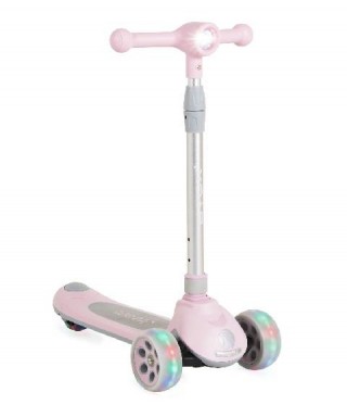 Trotineta pentru copii cu roti LED si far Dream Pink