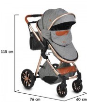 Carucior copii 2 in 1 Cangaroo Alma - gri inchis