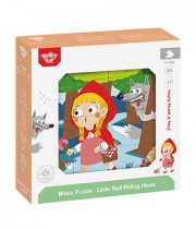 Cuburi din lemn Tooky Toys - Scufita Rosie