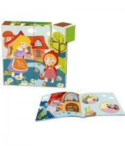 Cuburi din lemn Tooky Toys - Scufita Rosie