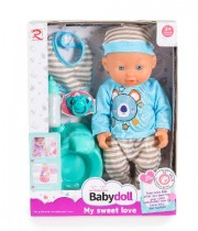 Papusa bebelus baietel cu accesorii si olita 